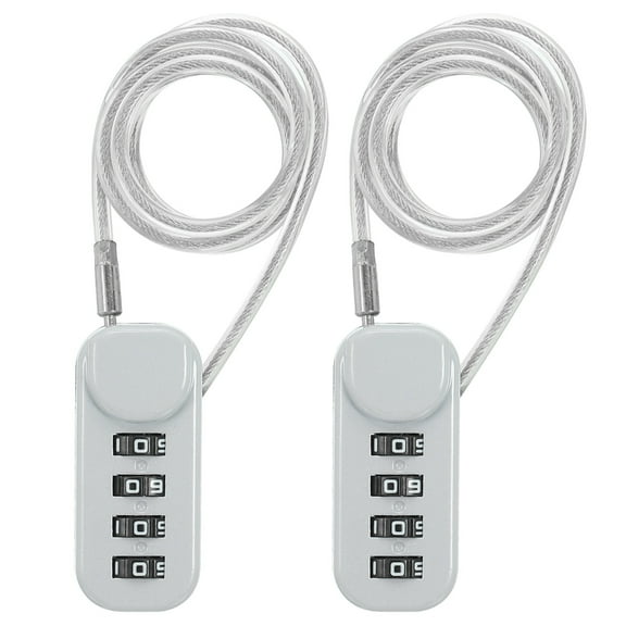 Uxcell 2 Pack 4 Digit Combination Lock, Helmet Padlock Cable Lock Locker Lock with 1.97Ft Flexible Security Steel Lock Wire for Bike Locker Travel Luggage, Grey
