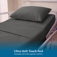 thumbnail image 3 of Hospital Bed Sheet Set – 100% Microfiber, 3 Piece Bedding Set (1 Flat Sheet, 1 Fitted Sheet, 1 Pillowcase) – Size 36 x 80 Inch Hospital Bed with 10 Inch Deep Pocket – Dark Grey Solid, 3 of 8