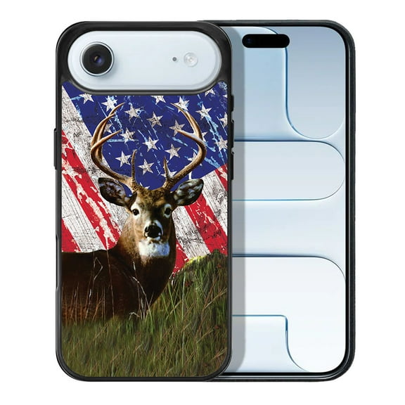 WIRESTER Shockproof Soft Rubber Cover Case for Apple iPhone 17 Air 6.6" 2025, Vintage American USA Flag Deer