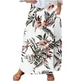 thumbnail image 2 of WXLWZYWL Women Flowy Maxi Skirt Floral Print Fall Casual Boho High Elatic Waist Loose Long Skirt with Pockets, 2 of 5