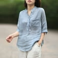 thumbnail image 4 of Chemise à Manches Mi-Longues Décontractée en Coton et en Lin pour Femmes, 4 of 7