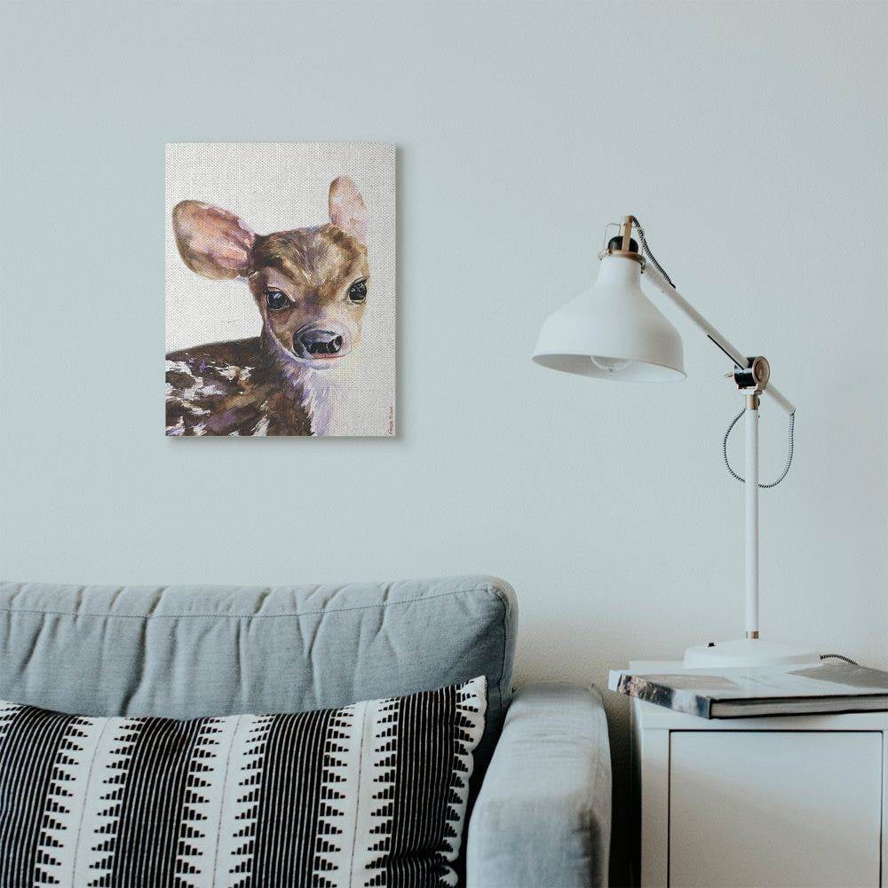 Stupell Industries Cute Baby Deer Animal Watercolor Painting Canvas Wall Art by George Dyachenko