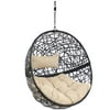 Sunnydaze Jackson Outdoor Hanging Resin Wicker Egg Chair with Cushion - Cream