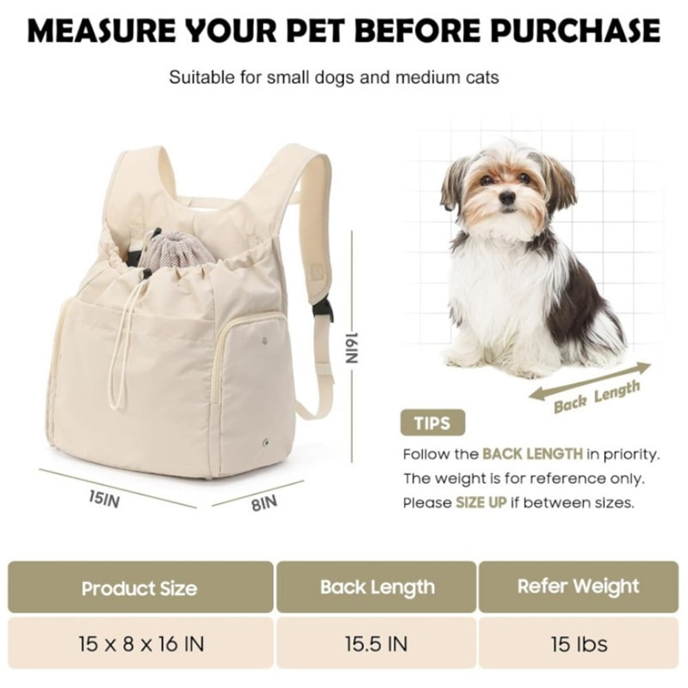 Dog Front Carrier Backpack, Adjustable Pet Dog Carrier Backpack Ventilated Mesh Dog Travel Backpack with Zippered Side Windows for Hiking Traveling for Small Medium Cats Dogs