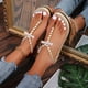 thumbnail image 4 of Zapatos Casual de Moda de Verano Wmkox8yii Pantuflas de Tacón Plano con Lazo de Cuentas de Perlas Talla 42, 4 of 8