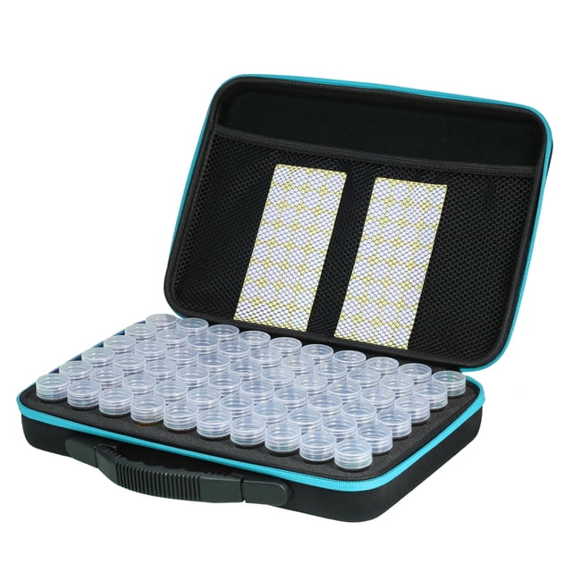 Yeacher 60 Bottles Diamond Storage Box Diamond Embroidery Painting Accessory Tool Drill Jewelry Beads Storage Hand Bag Container Holder Zipper Design