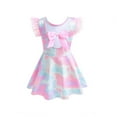 thumbnail image 6 of ibiyuan Toddler Swimsuit Girl Frozen One Piece Princess Bikini Set Color Block Little Girls Bathing Suits Adjustable Straps Tankini for Girls Tie-Straps Cute Ruffle Modest Swimwear,Pink-7, 6 of 9
