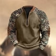 thumbnail image 5 of ZRGHAOYLQ Long Sleeve Camo Shirts for Men Patchwork Quarter Zip Collar Sweatshirt Big and Tall Camouflage Print Shirts Military Tactical Muscle Shirt, 5 of 5