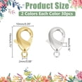 thumbnail image 2 of 60Pcs 2 Colors Trigger Lobster Claw Clasp 19x10mm Brass Large Lobster Claw Clasps Findings Bulk Silver Gold Polishing Jewelry Clips Connectors, 2 of 5