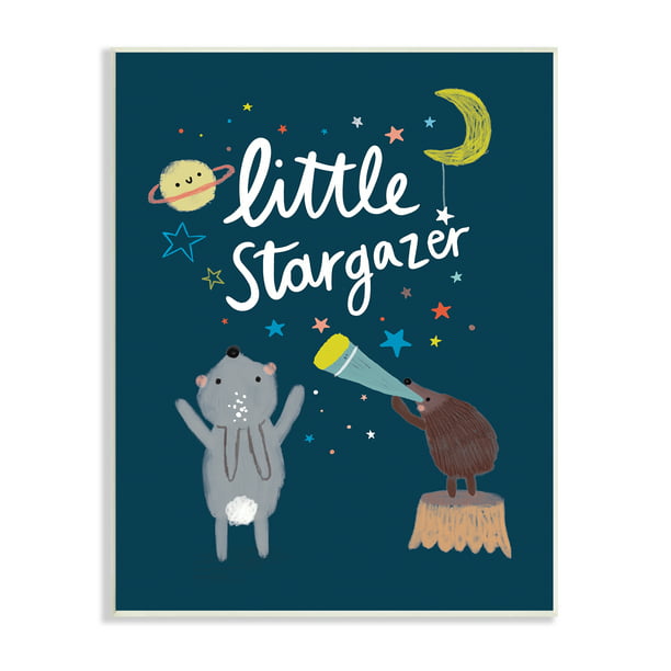 Stupell Industries Little Stargazer Kid's Forest Animals Under Night Sky,  13 x 19, Designed by Linda Birtel 