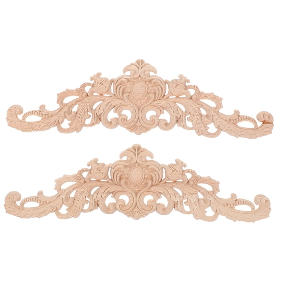 LEORX 2Pcs Decorative Furniture Applique Corner Onlay Wooden Khaki