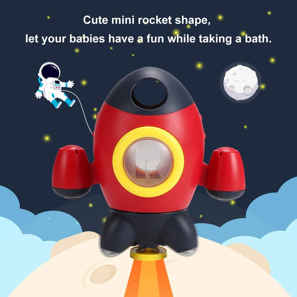 HYPERLIVING Baby Bath Toys, Space Rocket Shape Bathtub Toys for Toddlers, Spray Water Toys w/ Rotating Fountain, Bathroom Shower Toys for Infants Aged 18 Months 2 3 4 5 Years Old Kids Girls Boys