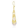 thumbnail image 5 of Wellingsale Ladies 14k Tri 3 Color Gold Polished Diamond Cut Fancy Chandelier Dangle Hanging Drop Earrings (15 X 53mm), 5 of 7