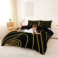 thumbnail image 3 of Homewish Black Golden Stripes Bedding,Abstract Artwork Duvet Cover Full,Black Reversible,3 Pieces,1 Duvet Cover and 2 Pillowcases, 3 of 6