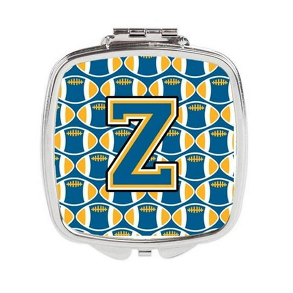 Carolines Treasures  Letter Z Football Blue & Gold Compact Mirror - 3 x 0.3 x 2.75 in.