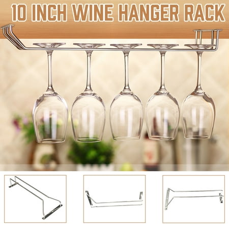 Chrome Plated Wine Champagne Glass Cup Hangers Rack Holder+Screws Set Metalcraft 10 Inch