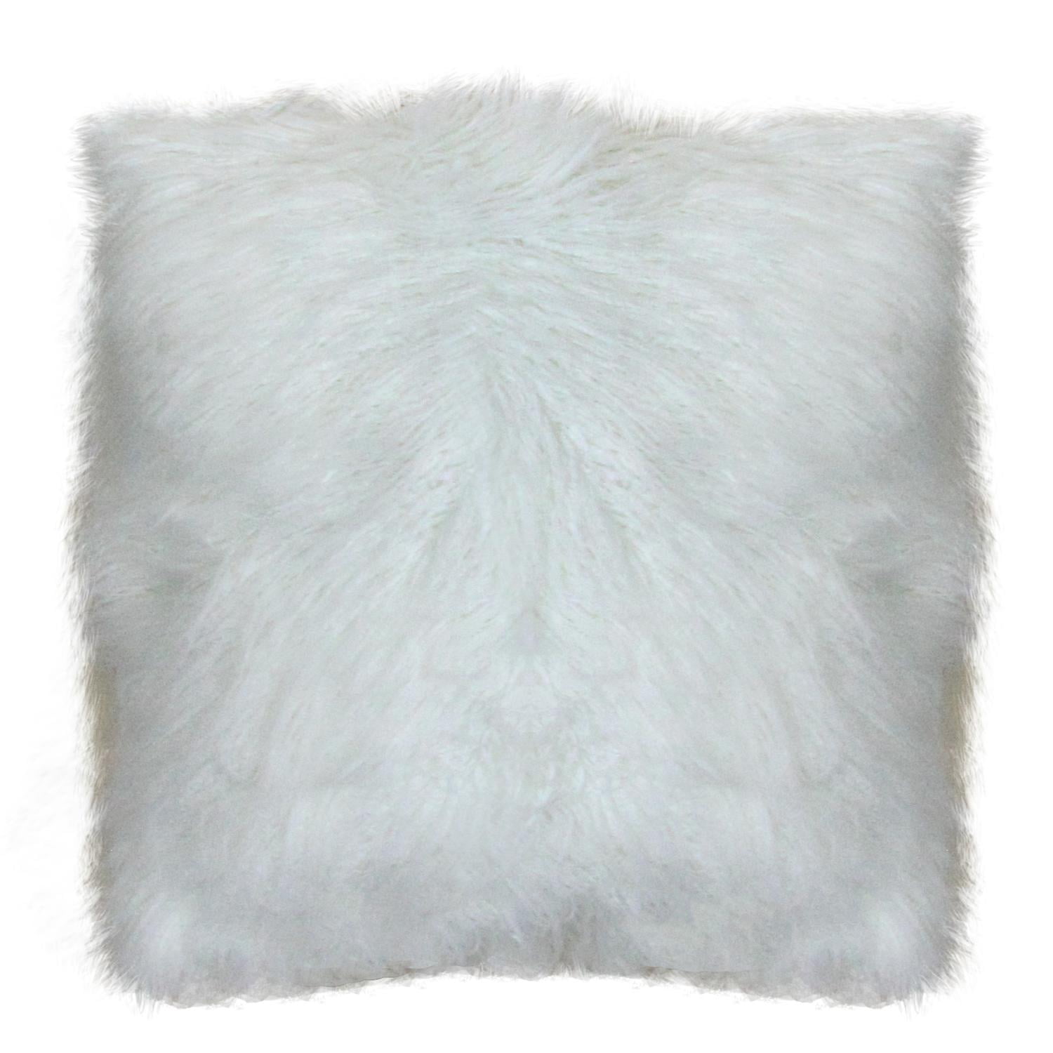18" Sensational Snowy White Faux Fur Super Soft Decorative Throw Pillow