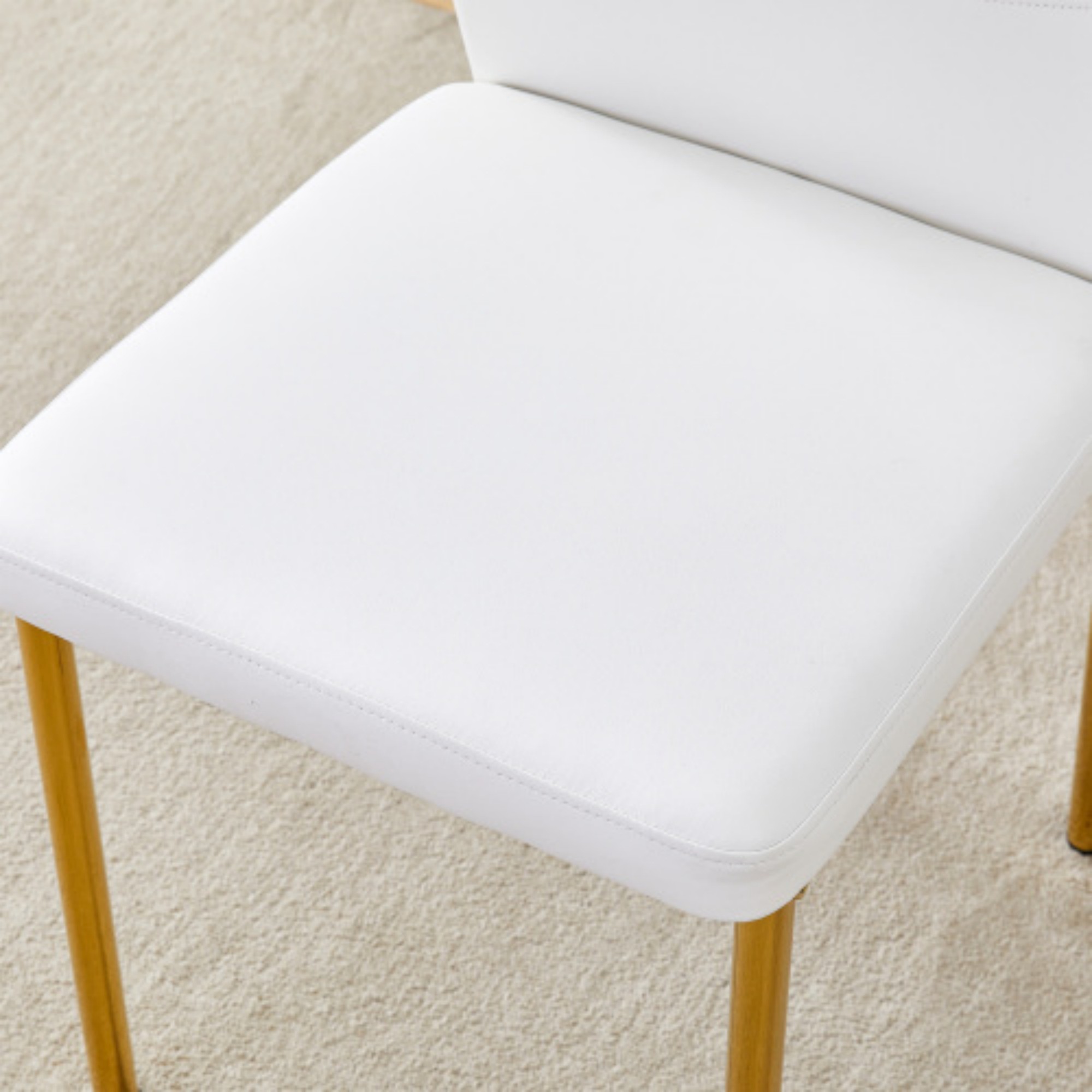 SUDICA White Faux Leather Dining Chairs Set of 6 with Gold Metal Legs for Dining Room Kitchen Bistro