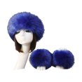 thumbnail image 2 of harmtty 1 Set Winter Cap Cuffs Set Solid Color Fluffy Faux Fur Empty Top Soft Keep Warm Elastic Cozy Women Hat Cuffs Set for Outdoor,Royal Blue, 2 of 8