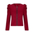 thumbnail image 4 of Women's Zip Up Jacket Puff Long Sleeve Cropped Jacket Casual Outerwear, 4 of 6