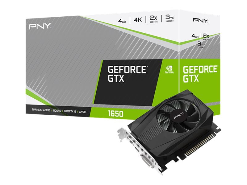 PNY GeForce GTX 1650 Single Fan - Graphics card - GF GTX 1650 - 4 GB GDDR5 - PCIe 3.0 x16 - DVI, HDMI