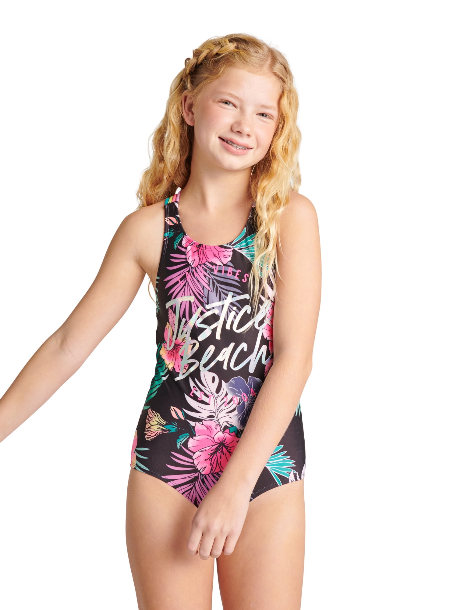 Zoggs Girls Kerrawa Colour Block Swimsuit Age 6-7 Sporty Blue/Navy Swim Lessons 