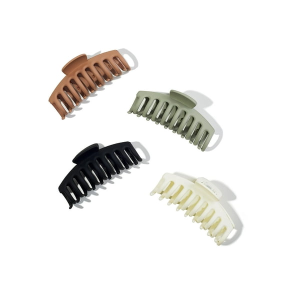 Trademark Beauty Pinzas en forma de garra - Pinzas para el cabello con diseño de resorte suave y liviano Versatilidad Material antideslizante para todo tipo de cabello - Neutro (paquete de 4)