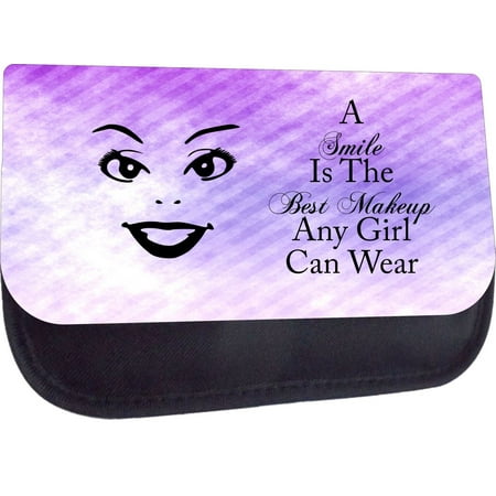 A Smile is the Best Makeup Any Girl Can Wear-Purple Grunge Stripes - Black Pencil Case with 2 Zippered (The Best Pencil Case)