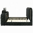 thumbnail image 3 of Kerie Queen Size Bed with LED Fireplace- TV Lift Stand- Black Velvet, 3 of 7