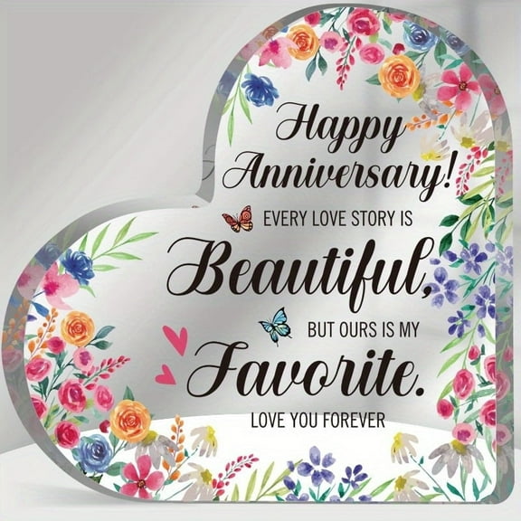 Marriage Gifts Wedding Souvenir Gifts Acrylic Heart-Shaped Plaques Decorative Gifts For Couples' Parents Husbands And Wives - Every Love Story Is Beautiful But Ours Is My Favourite Love You Forever