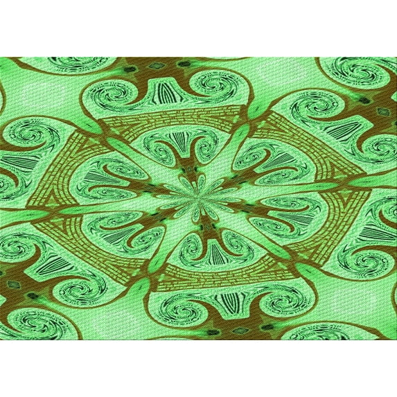 Ahgly Company Machine Washable Indoor Rectangle Transitional Dark Lime Green Area Rugs, 5' x 8'