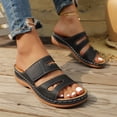 thumbnail image 4 of Orthopedic Sandals for Women with Arch Support Casual Summer Slip on Platform Slides Lightweight Cushioned Low Wedge Walking Shoes Black Size 8.5, 4 of 7