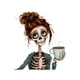 thumbnail image 2 of Playera Blusa De Calaverita Tomando Cafe Halloween Dia De Muertos Color Blanco Talla Chica Marca Emil SaEs, 2 of 4