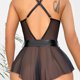 thumbnail image 5 of Gibobby Lencería sexy Body de peluche de retazos de malla de encaje sexy para mujer con cinturón y pajarita Lencería con escote en V profundo(Negro, XL), 5 of 5