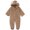 Light Brown, variant on Newborn Baby Warm Fleece Hooded Romper Jumpsuit 0-12 Months