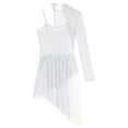 thumbnail image 7 of TiaoBug Women's Lyrical Ballet Contemporary Dance Ice Skating Asymmetrical Dress White XL, 7 of 7