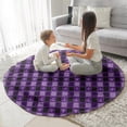 thumbnail image 3 of Halloween Purple Checkered Ghosts and Icons Round Blanket,Comfortable Soft Flannel Throw Blanket,All Season,Warm Lightweight Blankets for Sofa Bed Couch Living Room Chair 47"x47", 3 of 5