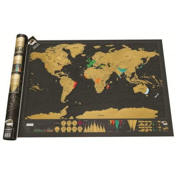 Map with Scratch / Scratch Map / World map - 42*30CM Gold