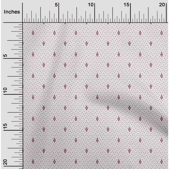 oneOone Polyester Lycra Crimson Red Fabric Line & Damask Small DIY Clothing Quilting Fabric Print Fabric by Yard 56 Inch Wide