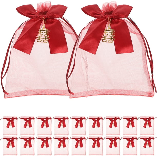 20 bolsas de organza para regalo de boda con cordón para joyería.