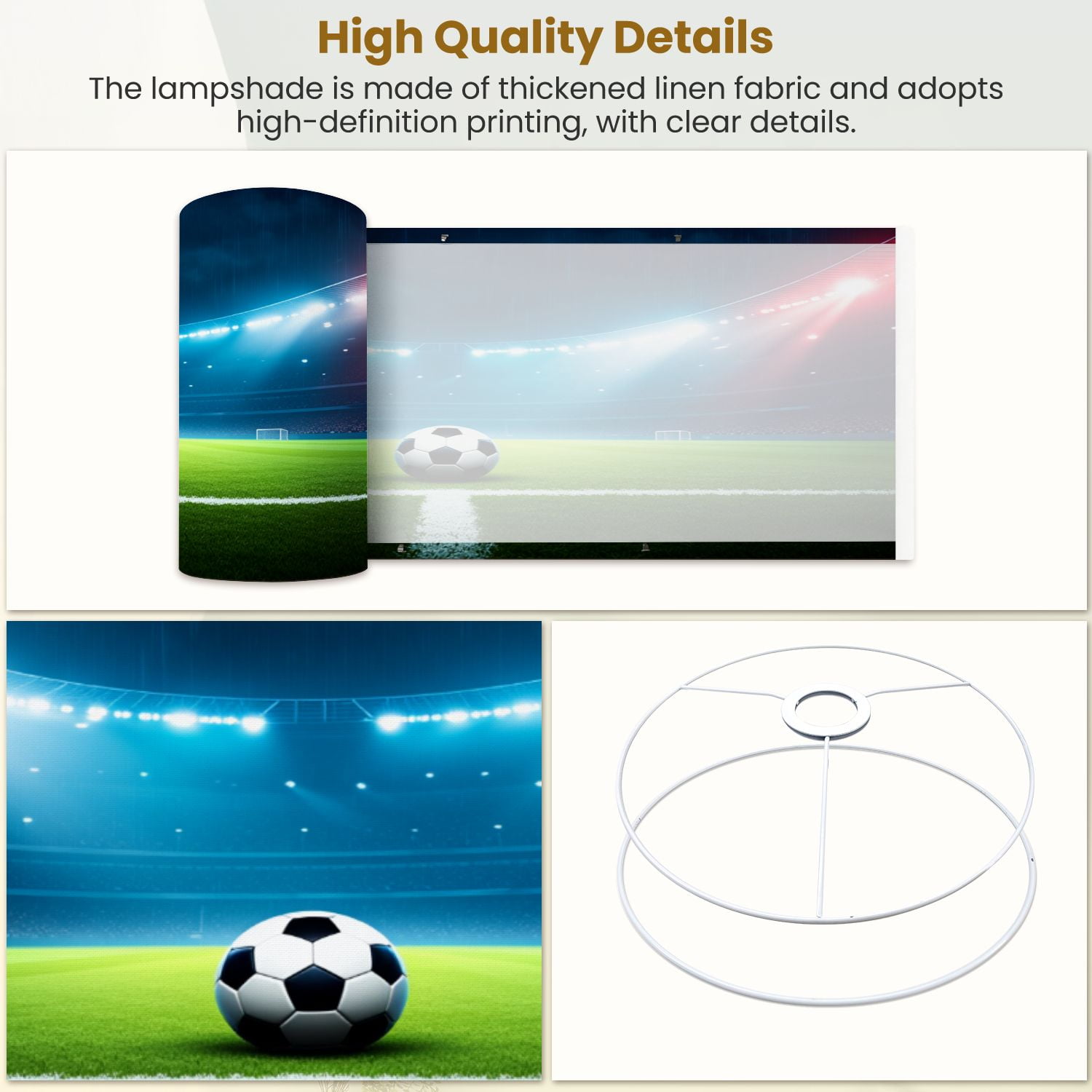 Lampshades 2 Pack Vertical 3D render soccer stadium soccer ball resting center brightly 13"x13"x10" Light Shade for Table Lamps Floor Lamps Drum Lamp Shades Lampshade Replacement Easy Assembly