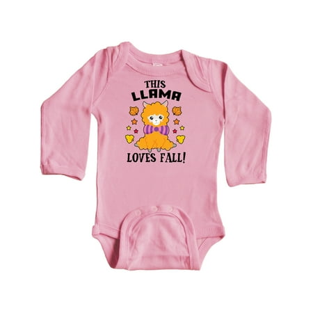 

Inktastic Cute This Llama Loves Fall with Leaves and Stars Gift Baby Boy or Baby Girl Long Sleeve Bodysuit