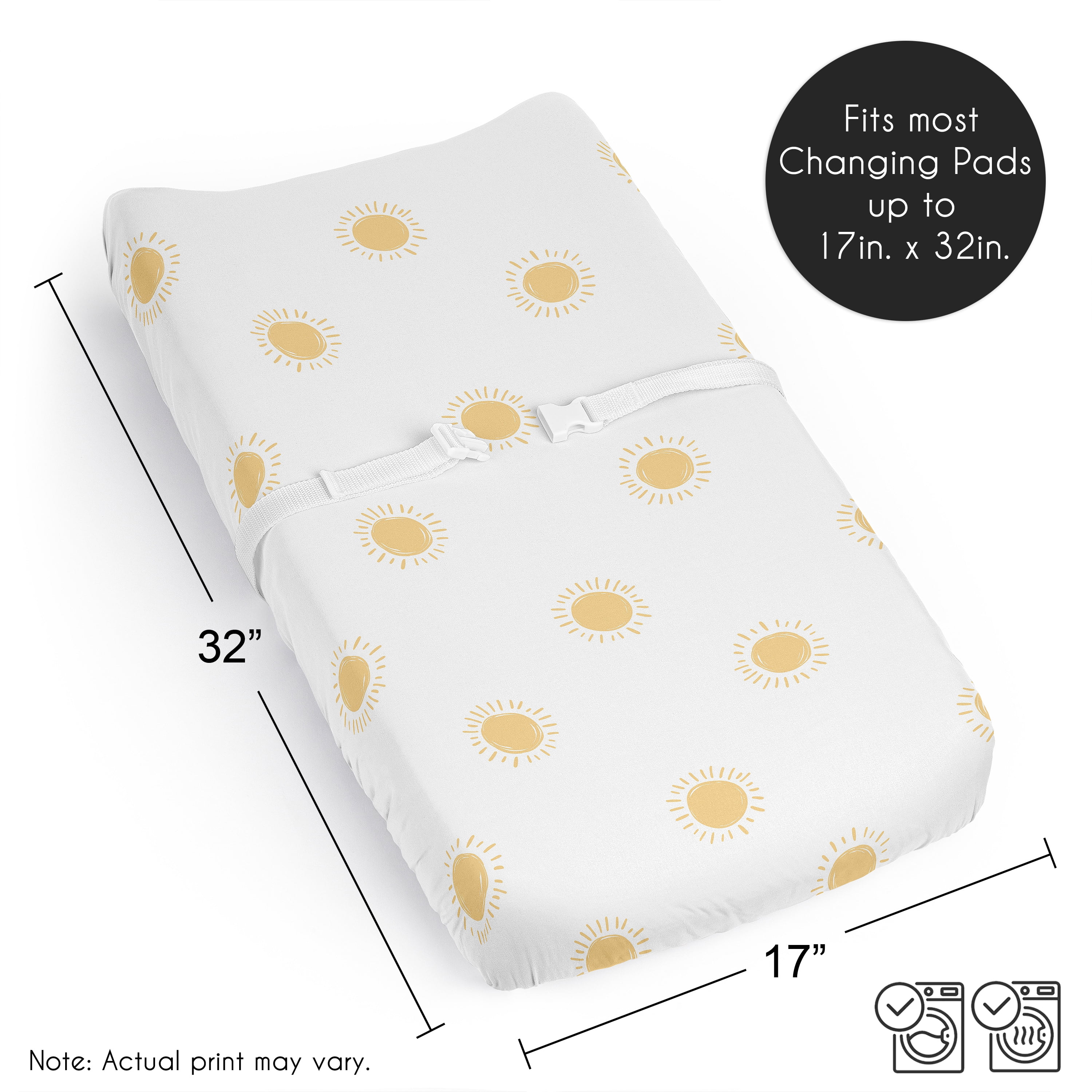 Sweet Jojo Designs Boho Sun White and Mustard Yellow Boy, Girl, Unisex/Gender Neutral Changing Pad Cover Sheet