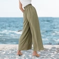 thumbnail image 4 of Pantalones palazzo informales de pierna ancha para mujer, pantalones de salón ahumados de cintura alta con bolsillosS-XXXL (verde), 4 of 5