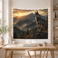 thumbnail image 5 of Wolf on Rocky Outcrop with Sunset in Mountain Valley, Majestic Illustration for Wildlife Fans, Nature Digital Art Decor, Housewarming Gift, Tapestry Wall Hanging for Bedroom and Living Room, 5 of 7