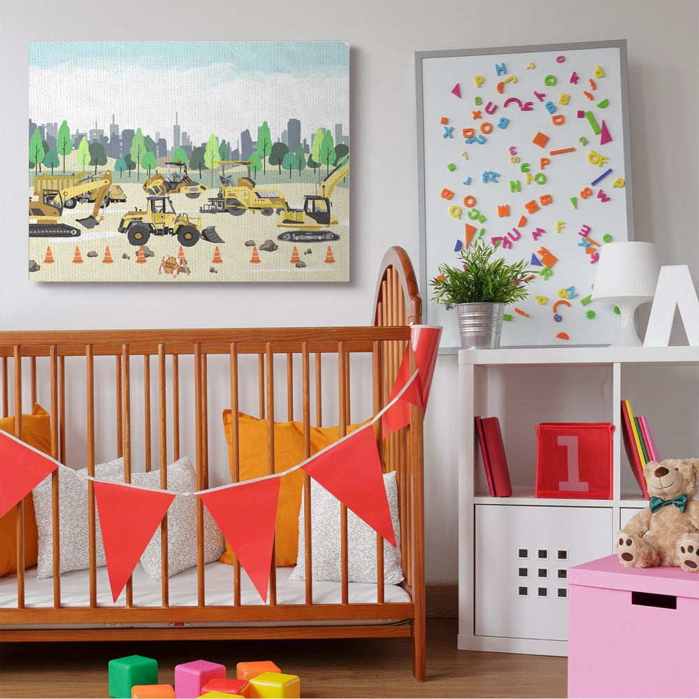 Stupell Industries Construction Vehicles Cartoon Park Painting Design Canvas Wall Art by Ziwei Li