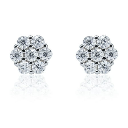 Moissanite Stud Earrings for Men & Women – 925 Sterling Silver, Screw Back, Hypoallergenic, Passes Diamond Tester, Luxury Gift - 5mm Octagon Cluster