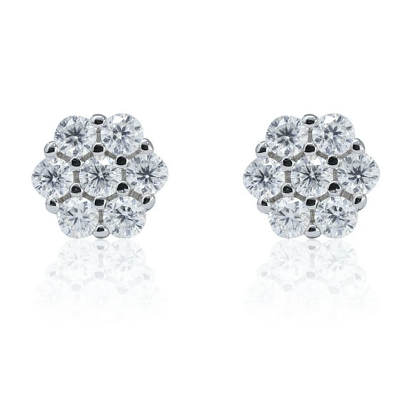 Moissanite Stud Earrings for Men & Women – 925 Sterling Silver, Screw Back, Hypoallergenic, Passes Diamond Tester, Luxury Gift - 5mm Octagon Cluster