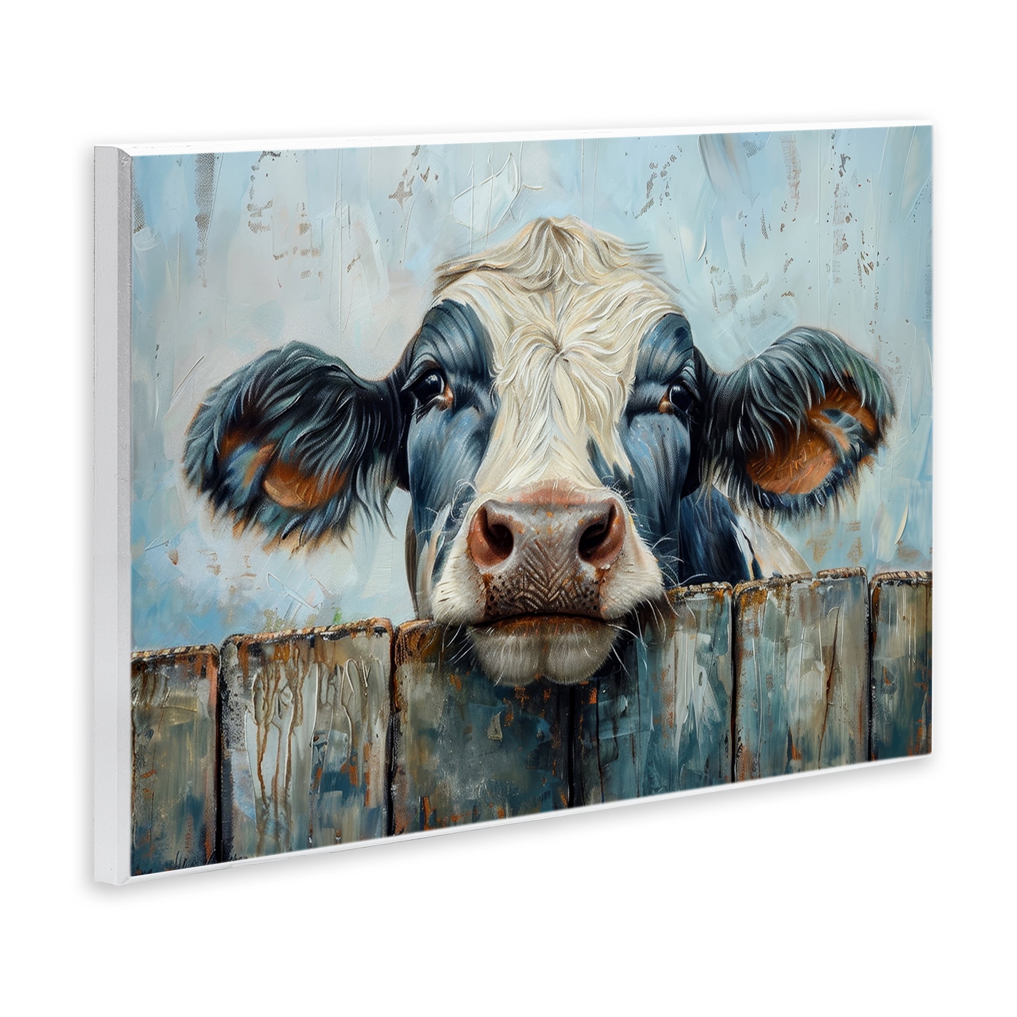 Stupell Industries Howdy Neighbor Cow Animals & Insects Painting Unframed Art Print Wall Art, 19 x 13