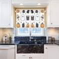 thumbnail image 5 of Yayeee Kitchen Curtains Tier Pair Light Filtering 27"x24" Rod Pocket Short Cafe Window Panel, Halloween Ghost, 5 of 7